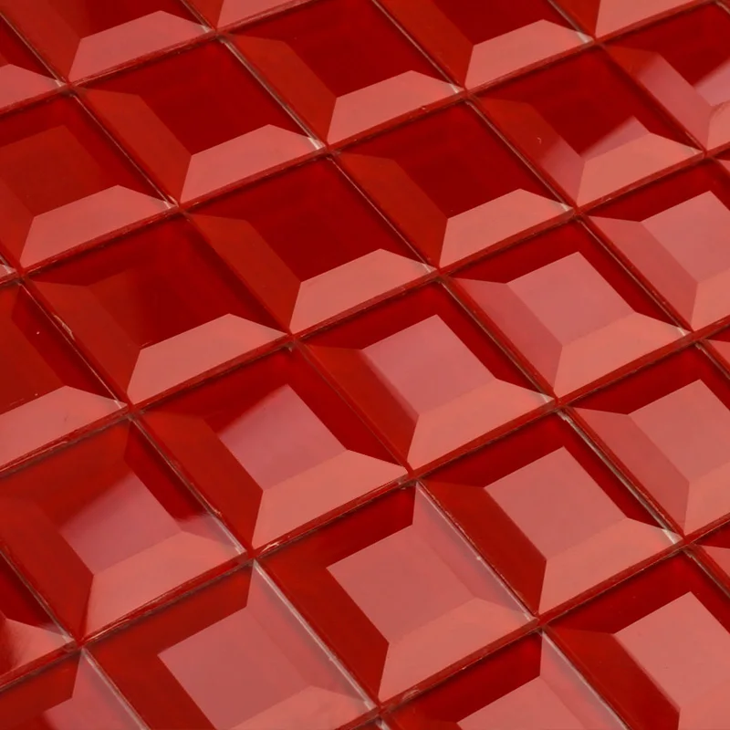 Глянцевая 5 factes Алмазная 3D зеркальная красная мозаичная плитка из хрустального стекла выставочный зал КТВ дисплей настенная декоративная плитка щиток YY-147