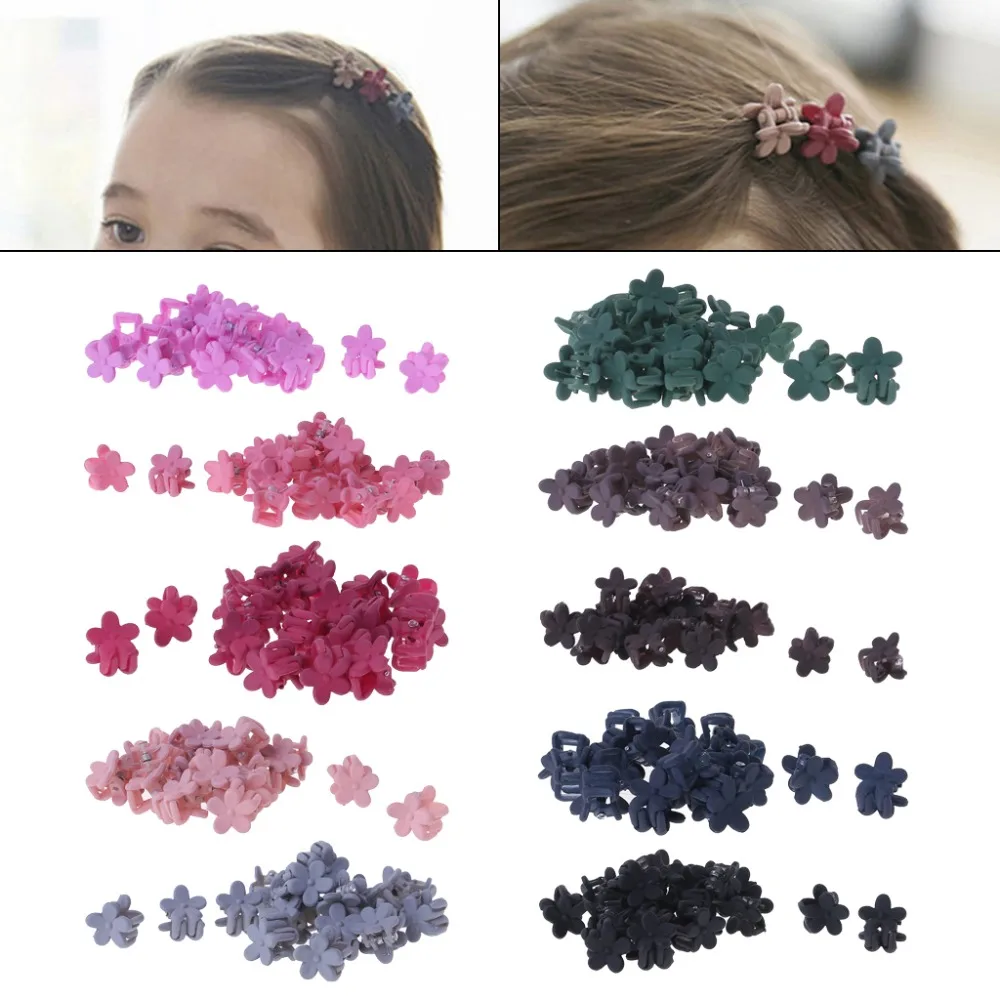 

20 Pcs/Set Hair Clip Flower Floral Claw Girls Cute Fashion Simple Korean Headwear Kids Children Crab Claws Mini Decoration Ornam