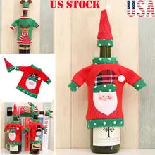 Рождественская красивая бутылка для вина, сумка, обеденный стол, вечерние украшения для дома, подарок
