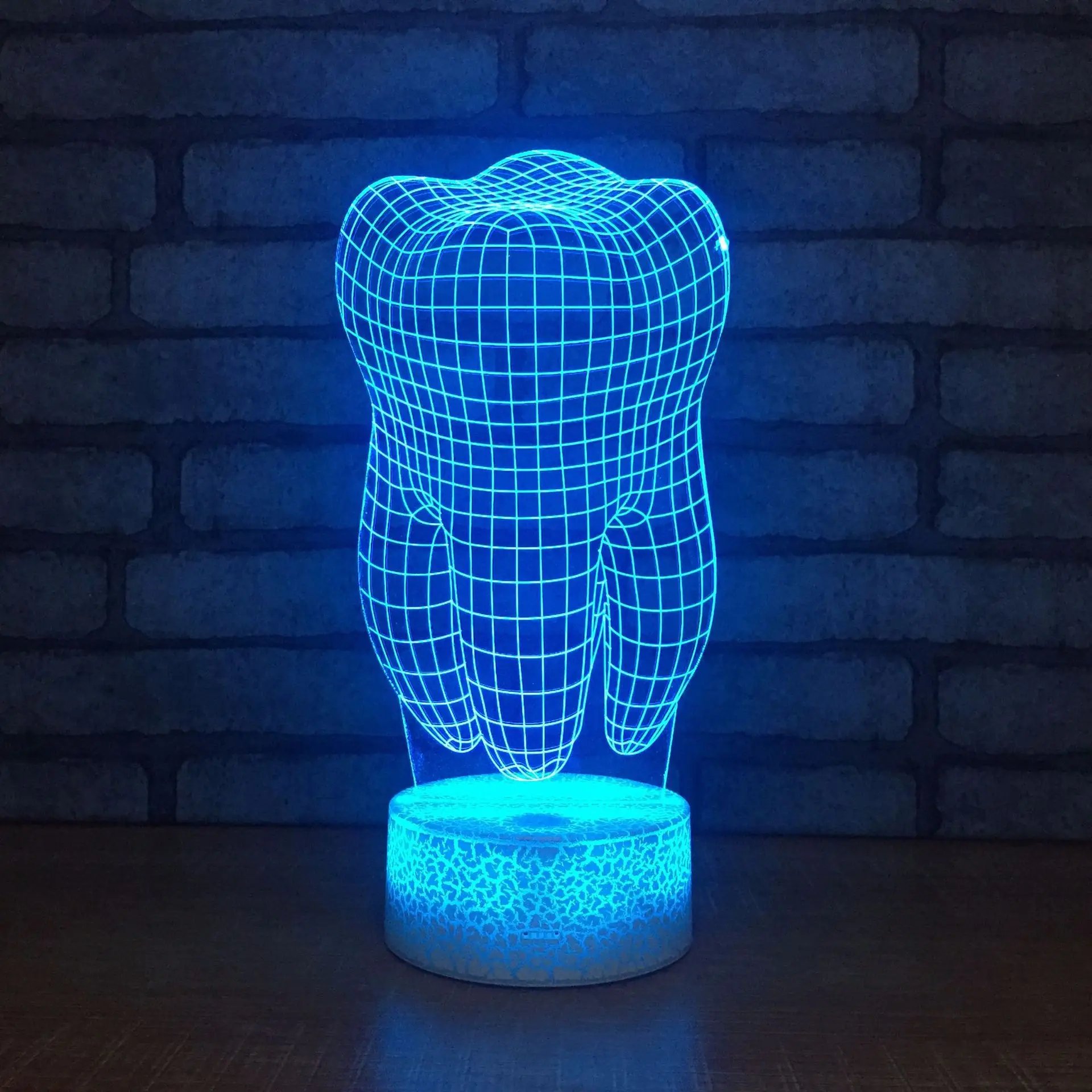 

New Tooth 3d Lamp Led Energy Saving Colorful Table Moderne Desk Lamp Creative Gift Visual Stereo Usb Small Table Lamp