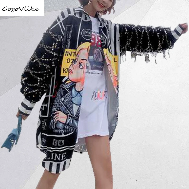 Таиланд Стиль Harajuku блуза с рисунком женские блузки и топы для девочек детские