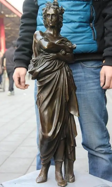 

30 Greece Western Classical Copper Bronze Woman Warrior Model Art Sculpture
