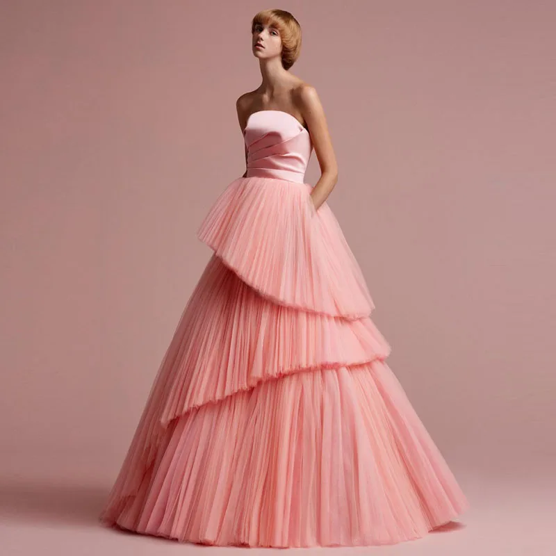 Уникальное Розовое Бальное Платье Haute Couture Vestido de festa вечерние платья из фатина