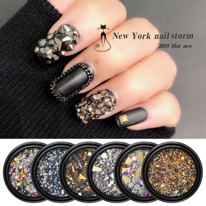 

1Box Mixed Colorful Rhinestones For Nails 3D Chameleon Stones Gravel Glass Crystal Micro Beads Charm DIY UV Nail Art Decorations