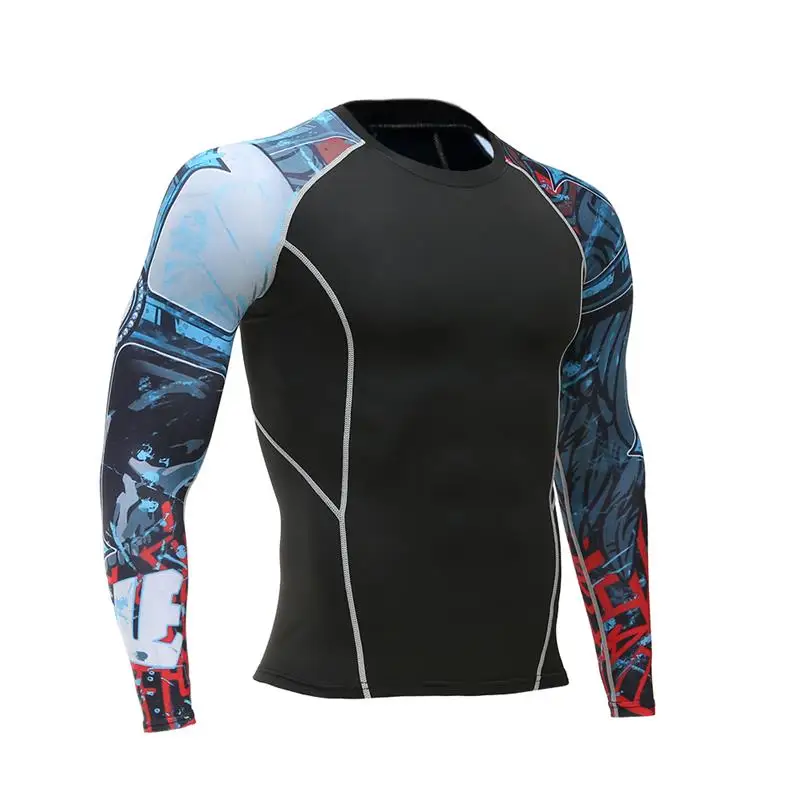

Best selling muscle male compression tight T-shirt men's fitness long-sleeved T-shirt bodybuilding Crossfit tight sports shirt