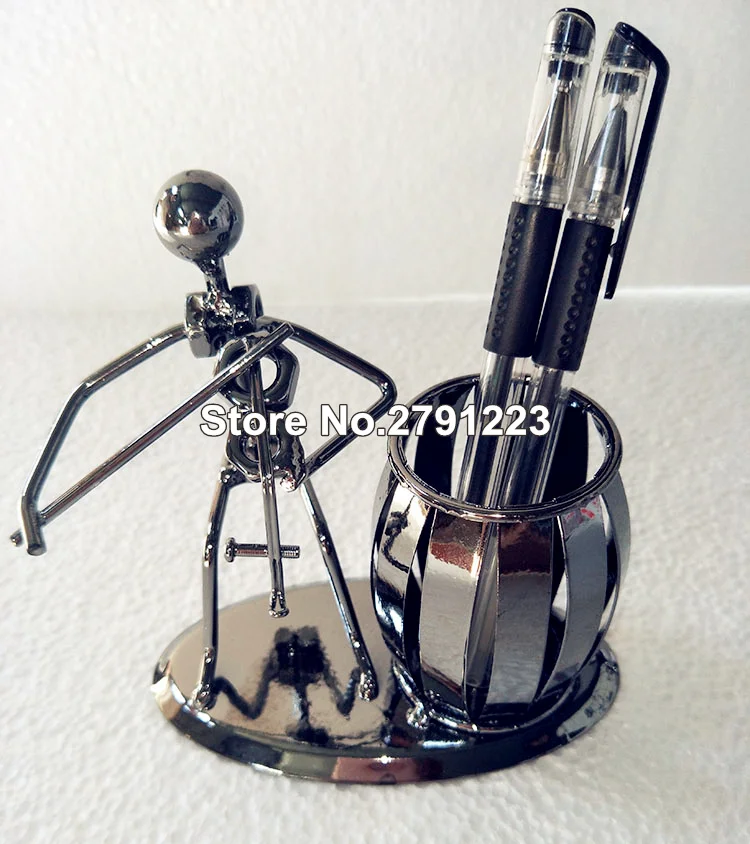 

Popular Creative metal Pen holder Vase Pencil Pot Stationery Desk Tidy Container office stationery electric guitar