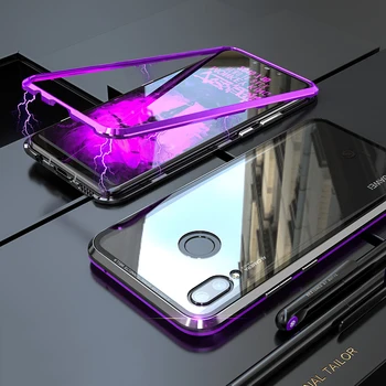 

Metal Magnetic Case For Huawei Nova 3i / Nova 3 Cases Flip cover For Huawei Nova 3E Bumper tempered Glass Metal Frame Coque