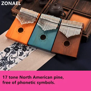 

ZONAEL 17 Key Kalimba African Solid Mahogany Thumb Finger Piano Sanza 17 keys Solid Wood Kalimba Mbira Thumb Musical Instruments
