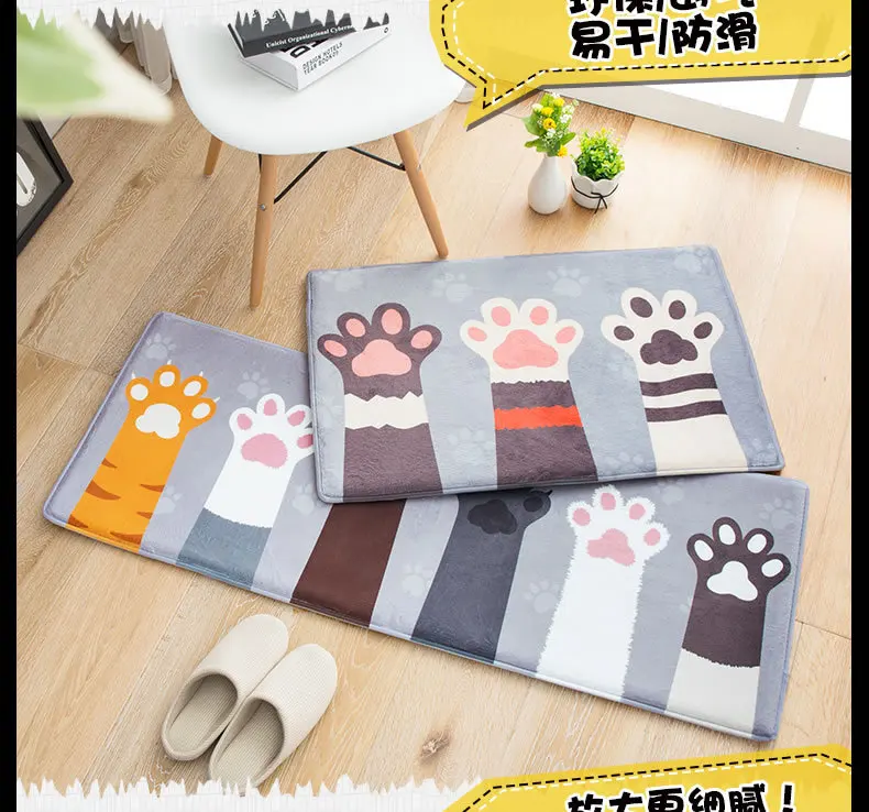 4 размера мультфильм животное кошка коготь детский игровой коврик приветственные напольные коврики для ванной комнаты абсорбирующие
