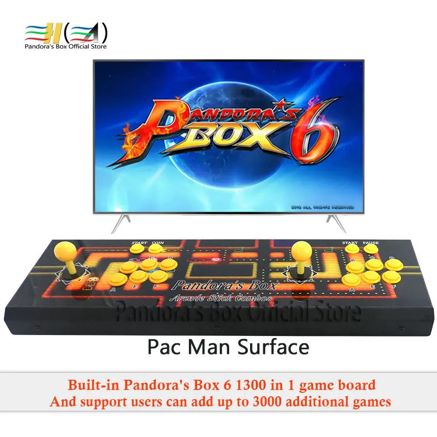 Новинка Pandora Box 6 1300 в 1 2 игрока джойстик игровой автомат консоль поддержка fba mame ps1 3d может добавить 3000 игр tekken pac man