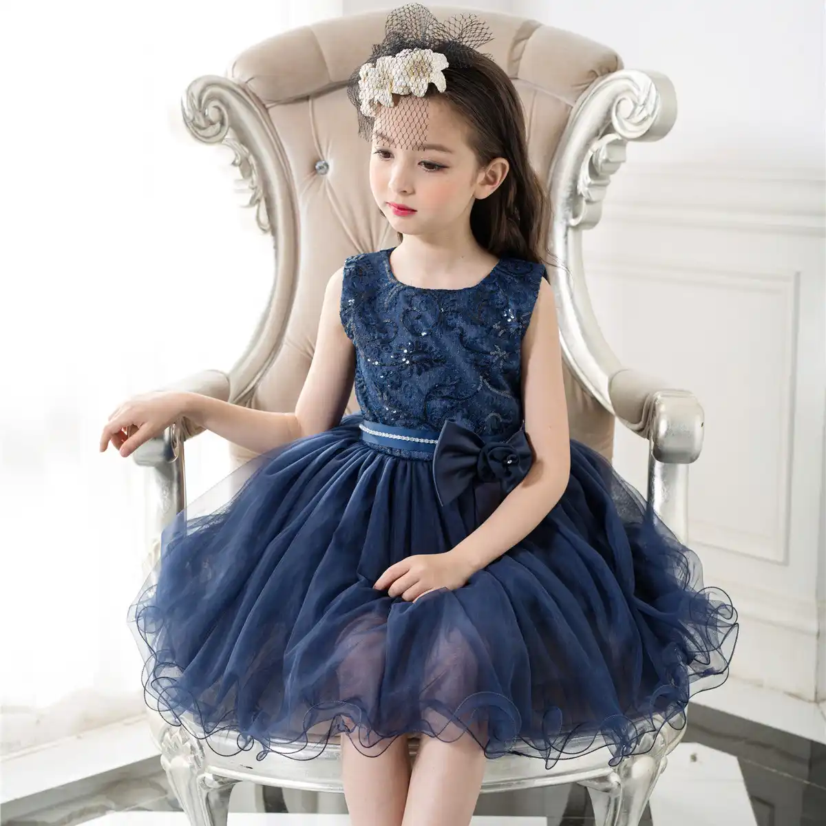 girls navy formal dress