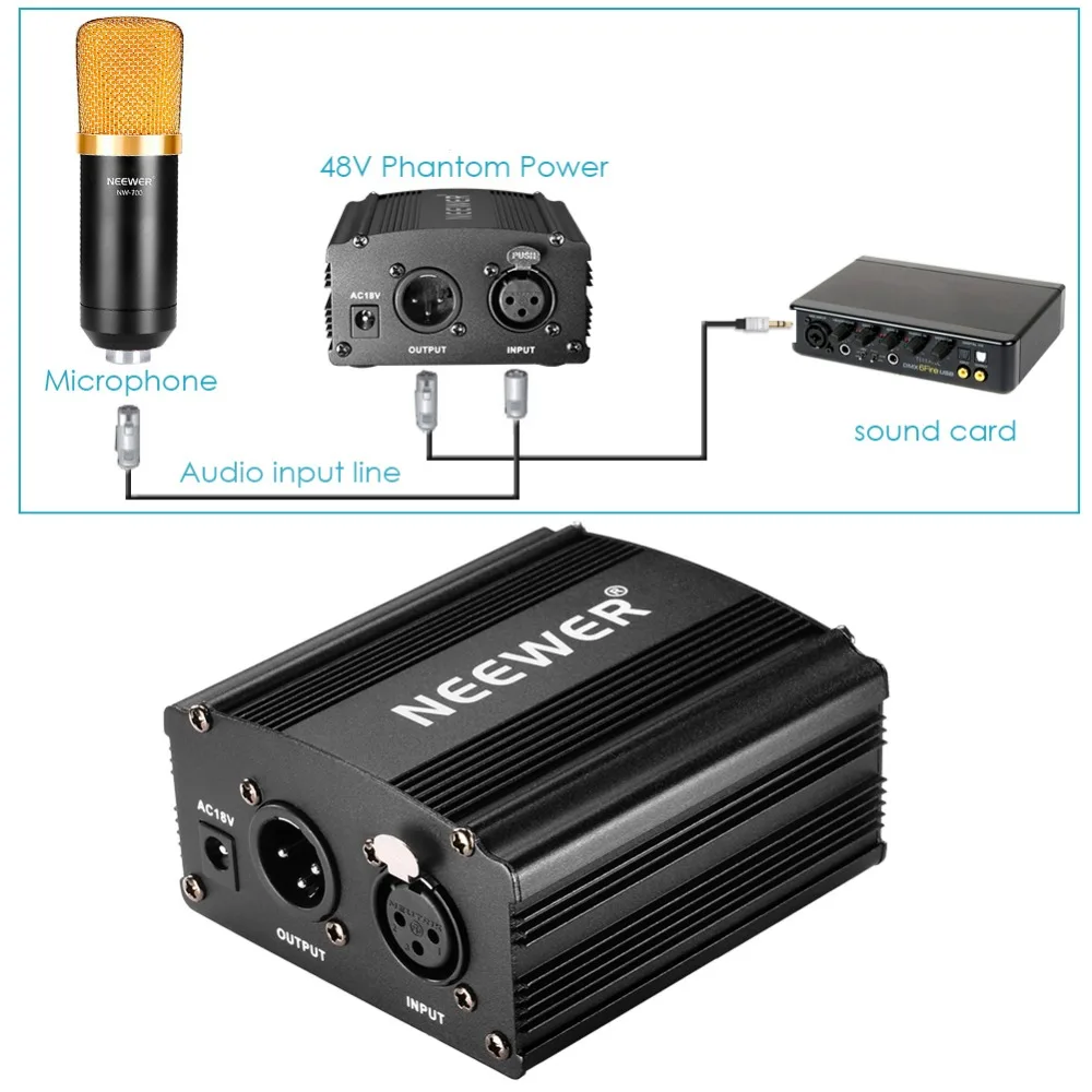 Neewer NW-800 конденсаторный микрофон(черный/золотистый) и мониторные наушники комплект 48В Питание NW-35 стрела подставка
