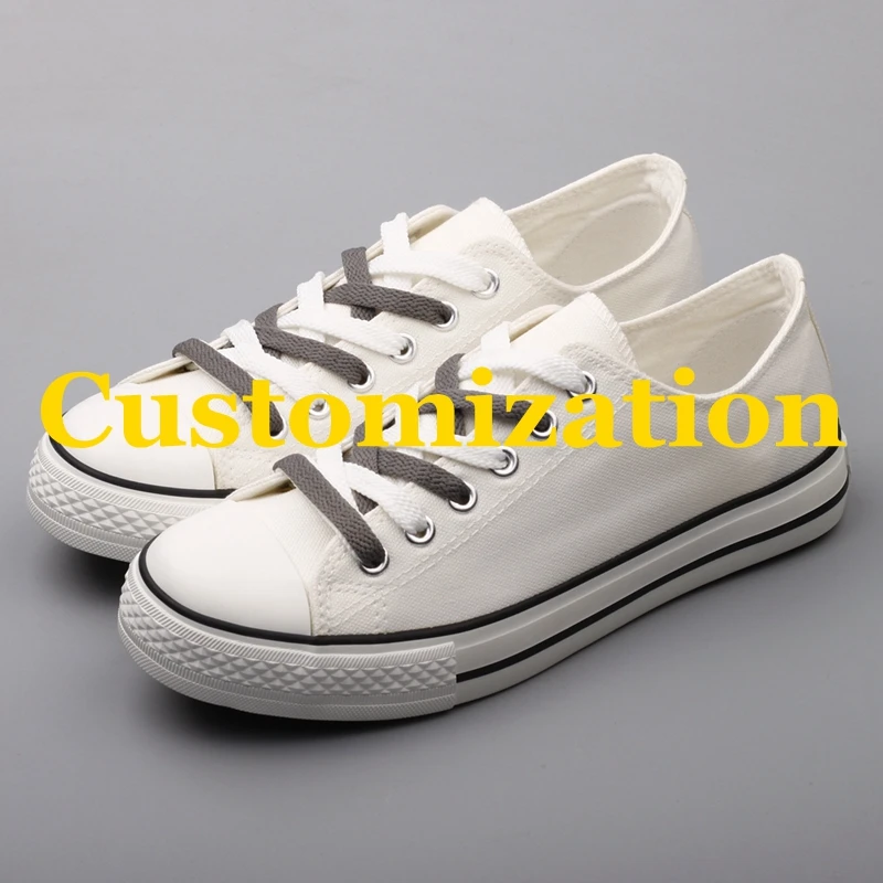

E-LOV Customization Print Students Team Logo Canvas Shoes Fashion Men Boys Casual Flats Walking Shoes Outdoor Espadrilles Sapato