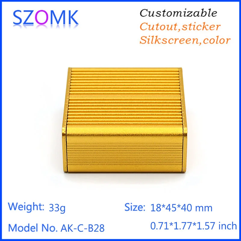 

1 piece free shipping golden color small aluminum heat sink junction box 18(H)x45(W)x40(L) mm