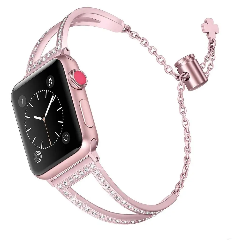 

Bling Bands for Apple Watch Band 42mm 44mm Iwatch Series 4/3/2/1 Women Stainless Steel Metal Jewelry Bracelet Bangle Wristband