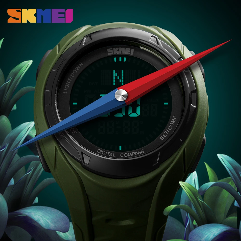 SKMEI الرجال الرياضة الساعات البوصلة للماء أزياء ووتش العد التنازلي كرونو 3 إنذار الرقمية ساعة اليد Relogio Masculino ساعة