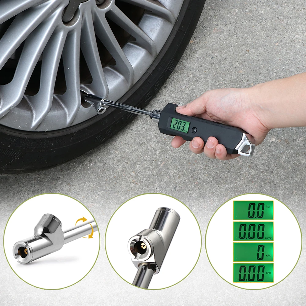 AOZBZ Digital Tire Pressure Gauge Dual Head 200 PSI Tester Tool with