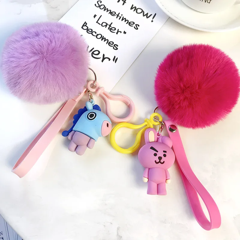 

1pc BT21 Bombom Fur Ball Plush Key Ring Keychain Party Favors for Guests Kids Birthday Party Baby Shower Supply