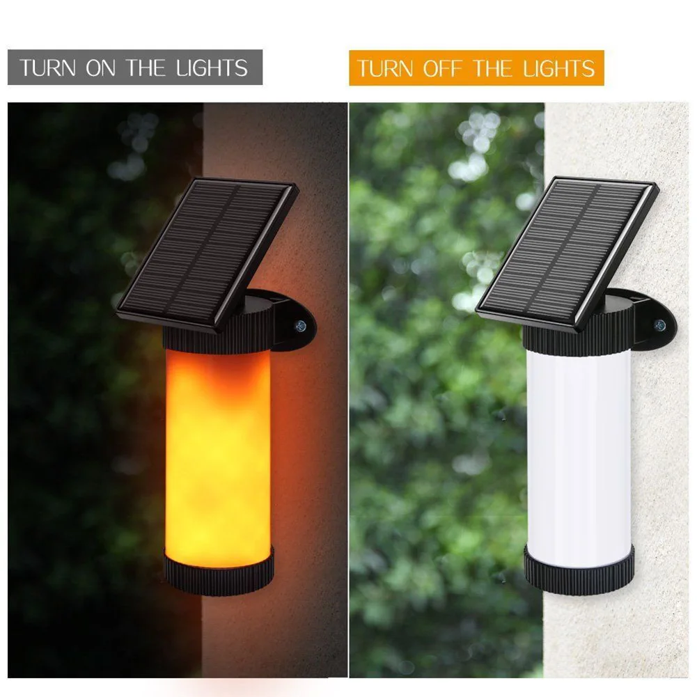 

LED Solar Power Light Simulation Flame Effect Wall Lamp For Fence Outdoor Garden MJJ88