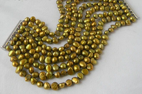 

FREE SHIPPING>>>@@ 0931 8Strands Green Baroque Freshwater Pearl Bracelet