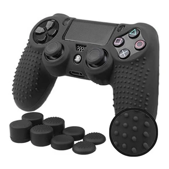 

1 Set New 9-In-1 Anti-Slip Silicone Cover + 8 Thumb sticks Cap For PS4 Gamepad Controller