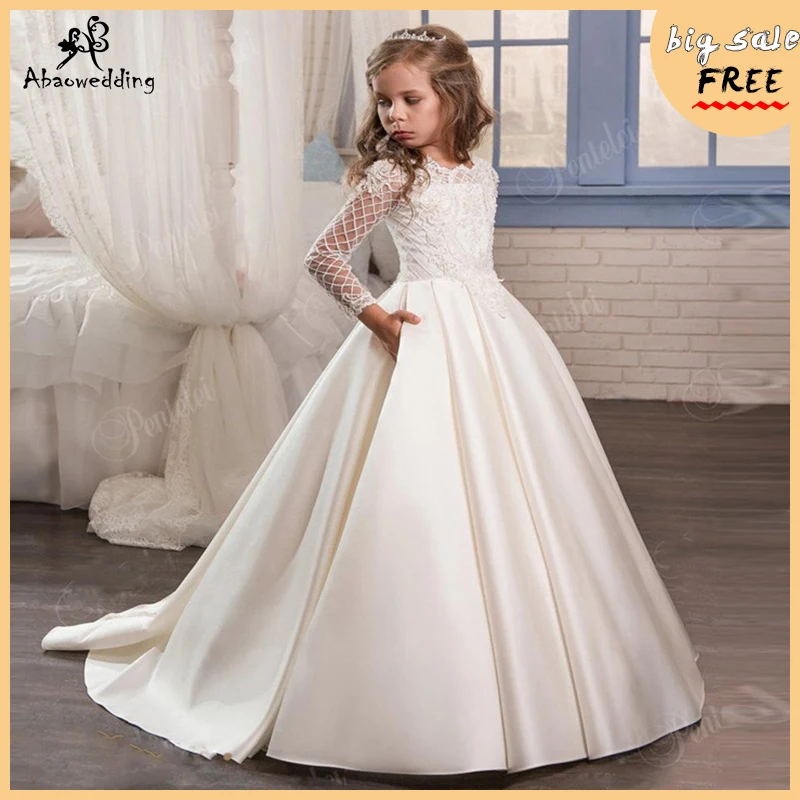 long sleeve ivory flower girl dresses