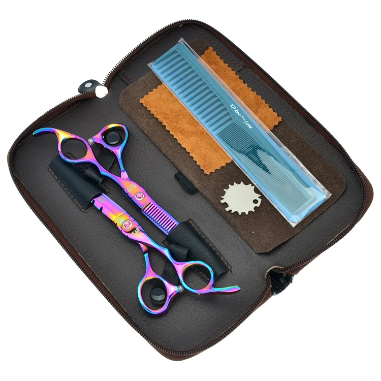 

Colorful 6.0 Inch Japan Kasho Hair Cutting Scissors Thinning Scissors Set Hair Scissors/Shears for Salon Hairdressing LZS0325