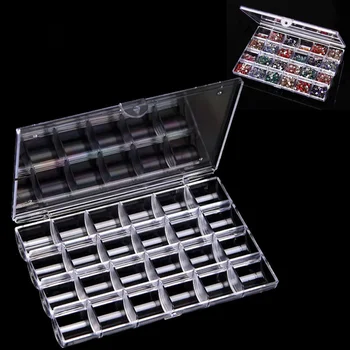 

24 Slots Clear Transparent Arcylic Storage Box Organizer Case Nail Art Rhinestone Tips Jewelry Beads Decoration Container 2018