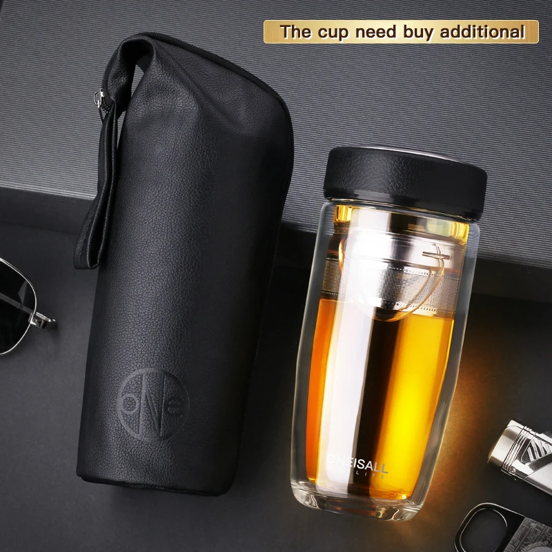 

Open Dream bag Coffee Mug Container Cup Water Bottle Bags Glass Leather PU Pocket Container Bag Portable MUG With handle rope