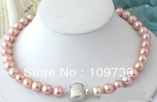 

Jewelry 0012436 AA 17" 12MM PINK ROUND FRESHWATER PEARL NECKLACE SILVER MABE