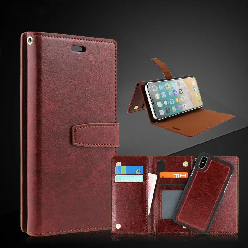 

10PCS Sumgo For iPhone X Case Wallet Flip Leather Case For iPhone 7 Plus for iPhone 8 Plus PU Leather + Hard PC Cases Cover