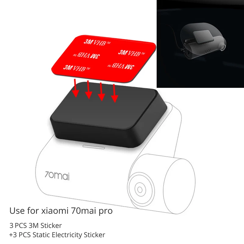 Набор инструментов для 70mai Pro 3M держатель Электростатическая наклейка для видеорегистратора термостойкий клей, подходит для 70maiPro Автомобильный видеорегистратор 3 шт