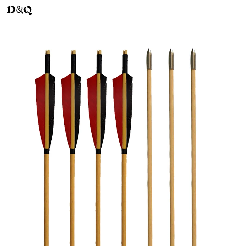 6pcs 32 inch Traditional Archery Wooden Arrows for Recurve Bow Long Bow