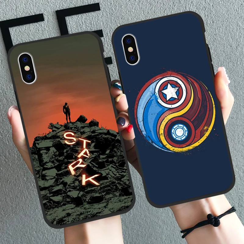 

Soft Black TPU Phone Case For iPhone X XS MAX XR Stark Hero Thor Iron Man Comic Protective Cases Back Cover For iPhone 6 7 Plus