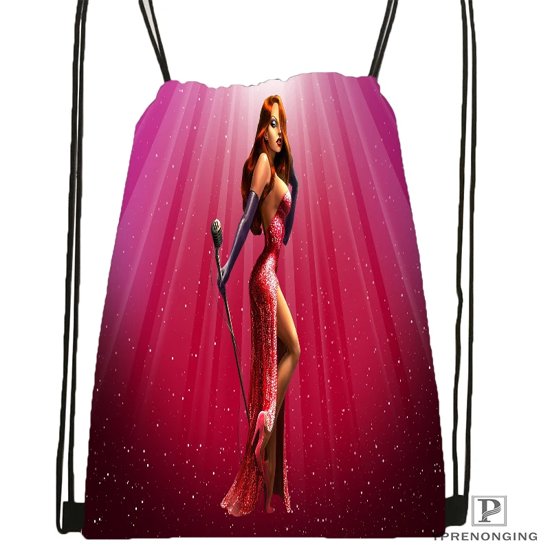 Custom Jessica Rabbit Final Smlfram Drawstring Backpack Bag Cute Daypack Kids Satchel Black Back 31x40cm 180531