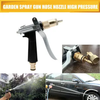 

High Pressure Water Spray Gun Brass Nozzle Garden Hose Pipe Lawn Car Wash Camping Brush Accessories