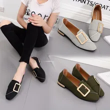 Г. Новая Корейская версия удобной женской обуви на плоской подошве с квадратным носком и металлической пряжкой