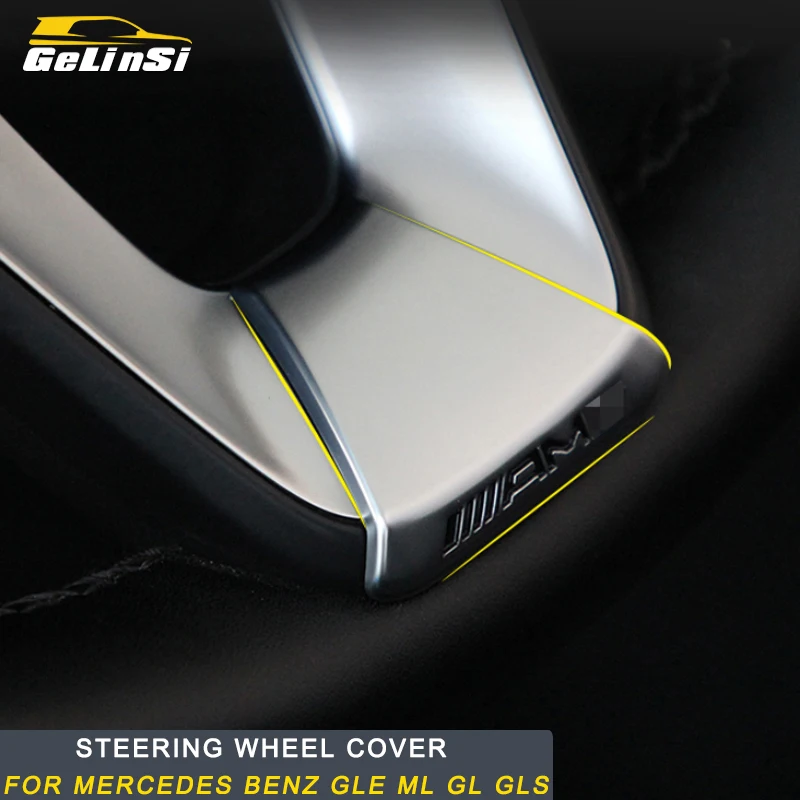 

Gelinsi For Mercedes Benz GLE Automobile Steering Wheel Cover Trim Frame Sticker Interior Accessories