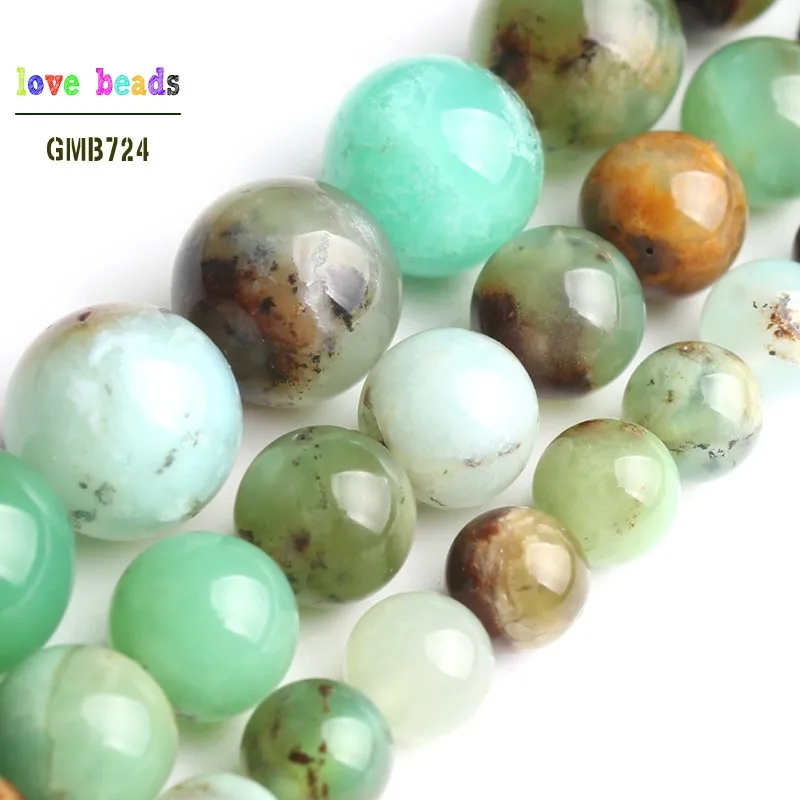 

Natural Australian Chrysoprase Stone Round Loose Beads for Jewelry Making 15'' Strand DIY Bracelet 6/8/10mm