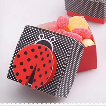 

50pcs 3D Wing Ladybug Gift Boxes Wedding Baby Shower Favor Box Candy Box Chocolate Packaging Paper Box