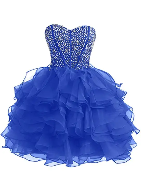 Очаровательное платье длиной выше колена Аква для выпускного вечера короткое милое вечернее платье из органзы с блестками плюс Выпускные платья - Цвет: Royal Blue