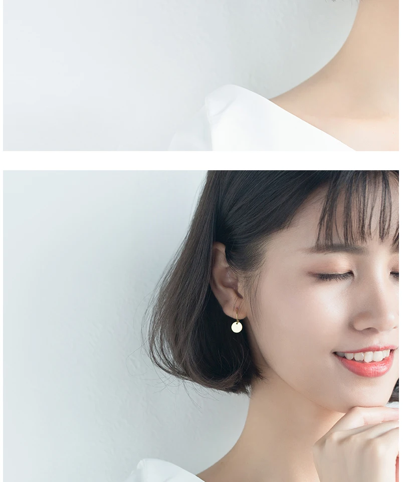 Exquisited 925 Sterling Silver Gold Color Small Hoop Earrings for Women Oval Coin Disc Minimalist Ear Piercing Huggie Earrings (6)