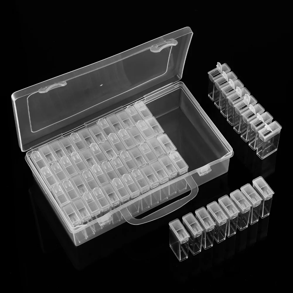64 Grid Diamond Embroidery Painting Tools Plastic Jewelry Bead Drill Storage Box