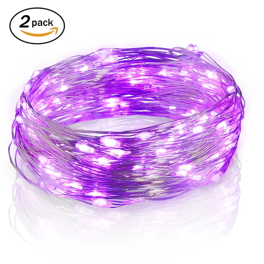 2pcs/lot LED Copper Wire Light 16.4ft 50LEDs Waterproof String Lights