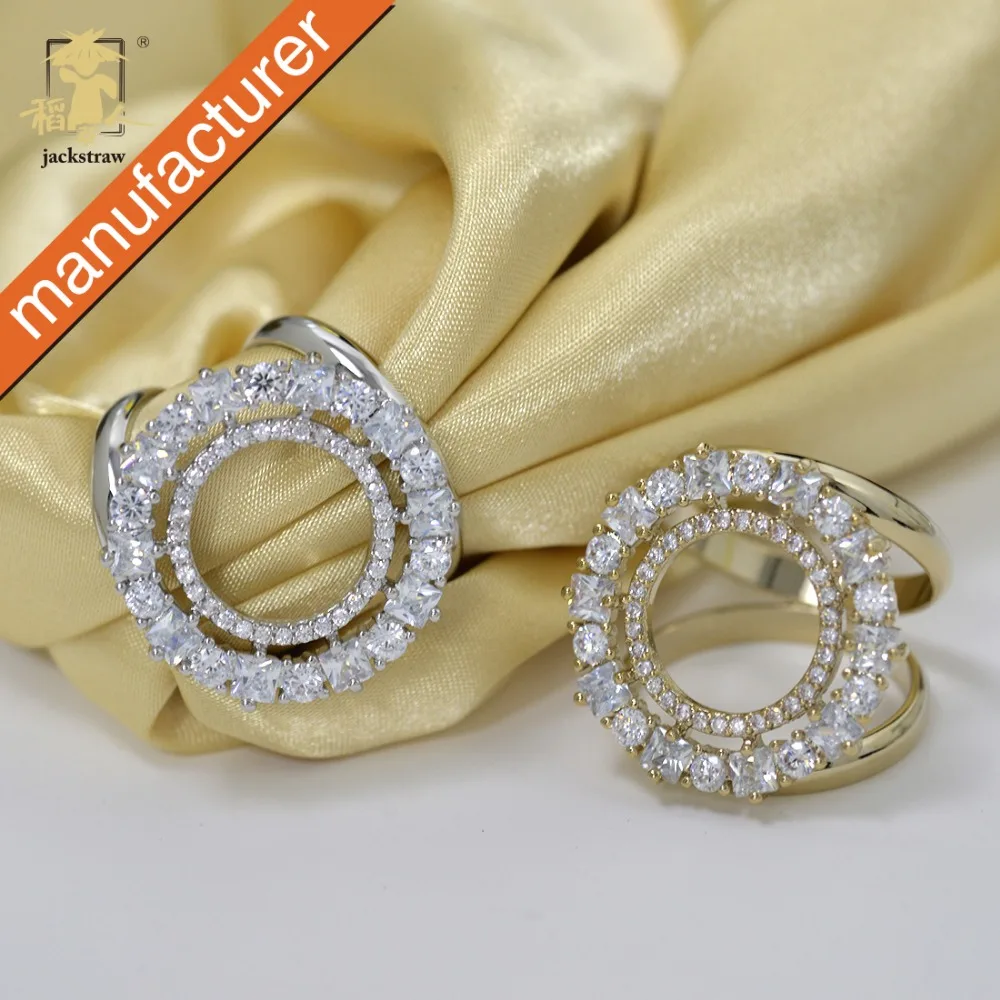 

Jackstraw scarf clip buckle rings zircon round style silk jewelry accessories Pins and Brooches Gold Silver Shawl Buckle Gifts