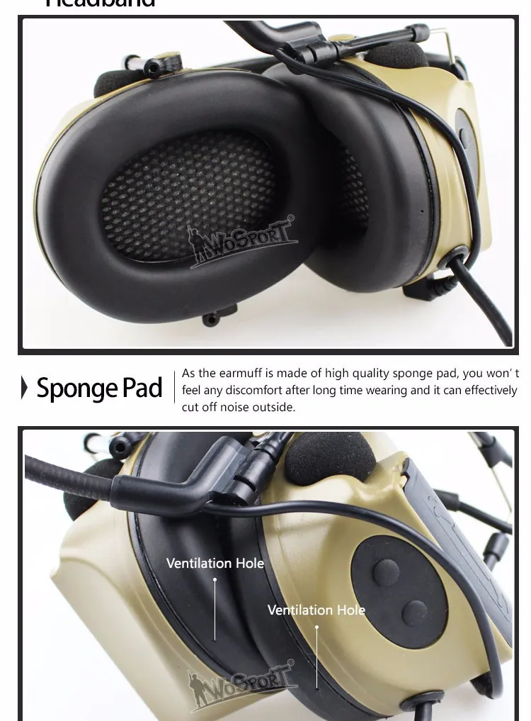 Redução de Ruído Cancelamento de Captação de Som Eletrônico para Duas Vias para Walkie Tactical Comtac Headset Talkie Comunicação Capacete ii 13 High Quality Esporte e Lazer