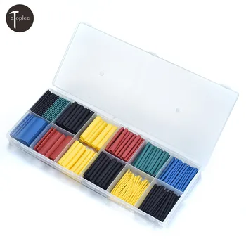 520ピース/セット熱収縮チューブ5色10サイズに絶縁スリーブアソート比2:1収縮チューブケーブルラップスリーブキット