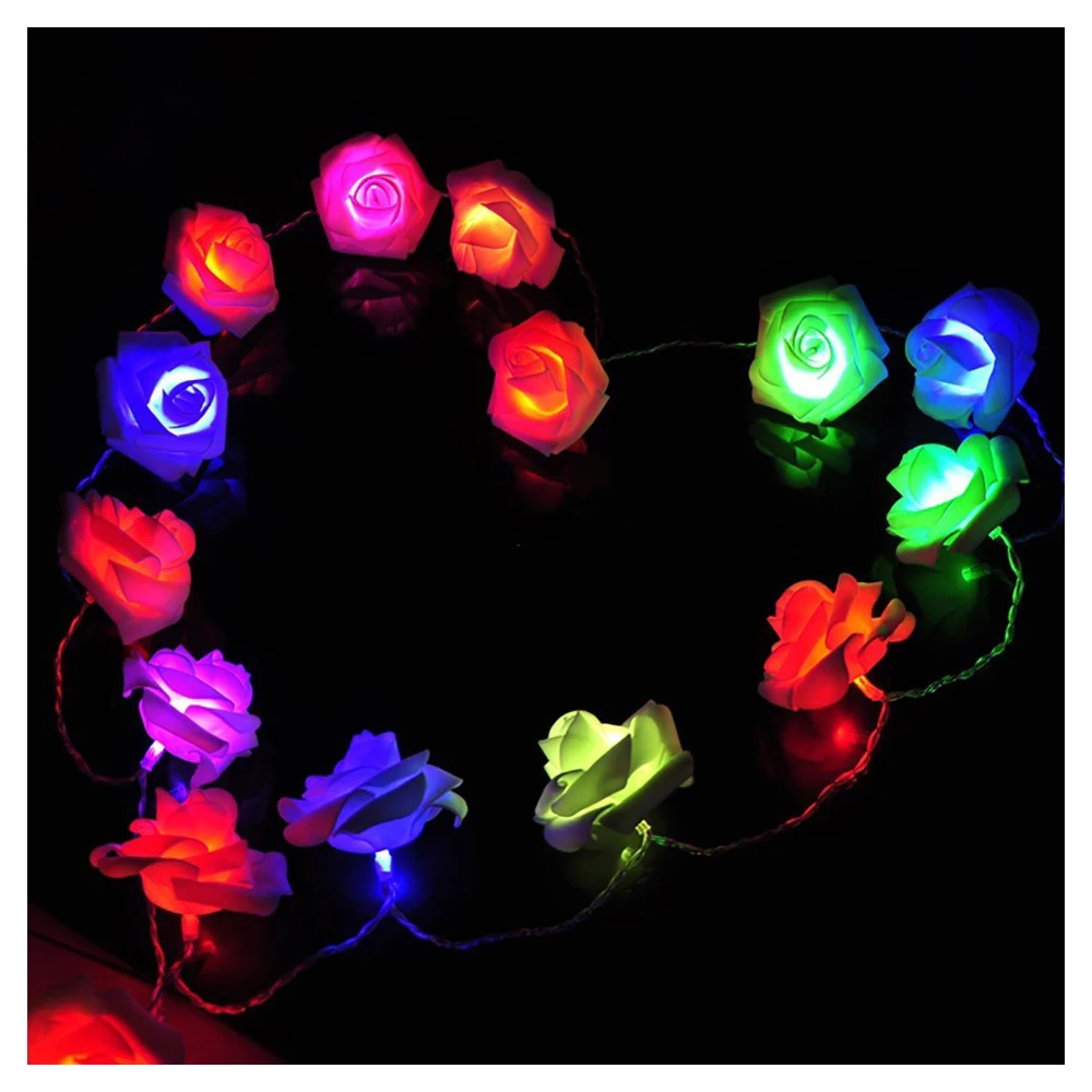 

2M 20 LED Multicolor Rose Flowers String Lights, Clear Cable bedroom Decora, wedding, Party indoor,girl birthday gift