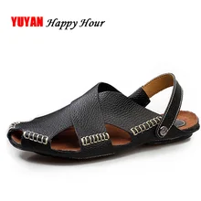 Новинка года; Летняя обувь; мужские пляжные сандалии из натуральной кожи; мягкие Нескользящие мужские сандалии; Мужская Брендовая обувь из воловьей кожи; K018