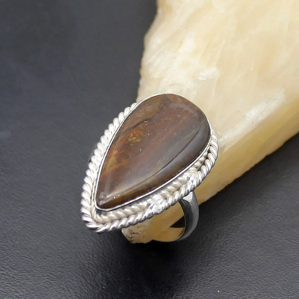 

Attractive Teardrop Ocean Jasper925 Sterling Silver Fashion Jewelry Band Ring Size 7 A433